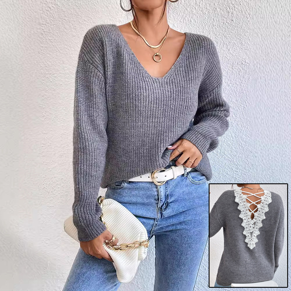 Pull cachemire , col en V, sans dos . – Image 2
