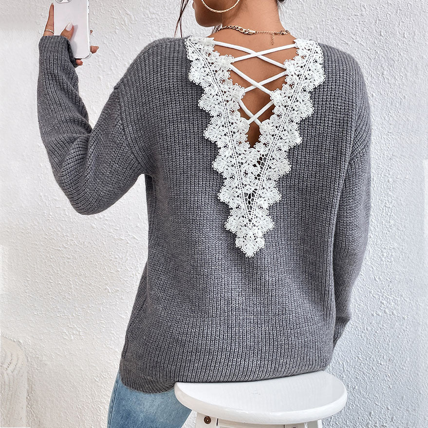 Pull cachemire , col en V, sans dos . – Image 5