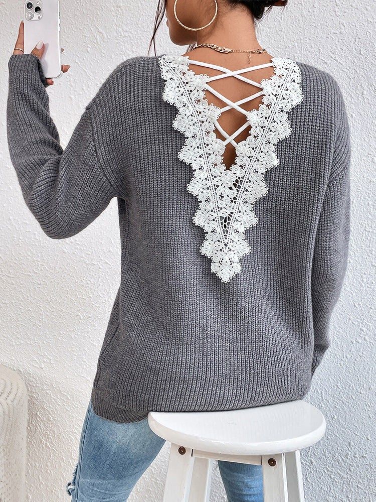 Pull cachemire , col en V, sans dos . – Image 4