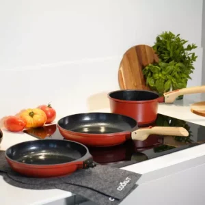 Trio poêles & casserole à poignées amovibles