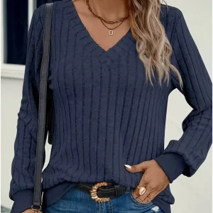 Alisa | Pull d'hiver douillet en tricot à volants pour femmes | Col en V tendance