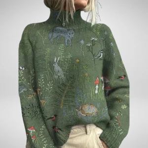 Apolline | Pull Brodé Jardin Sauvage