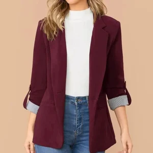 Blazer bordeaux chic à manches longues - Collection Nienke