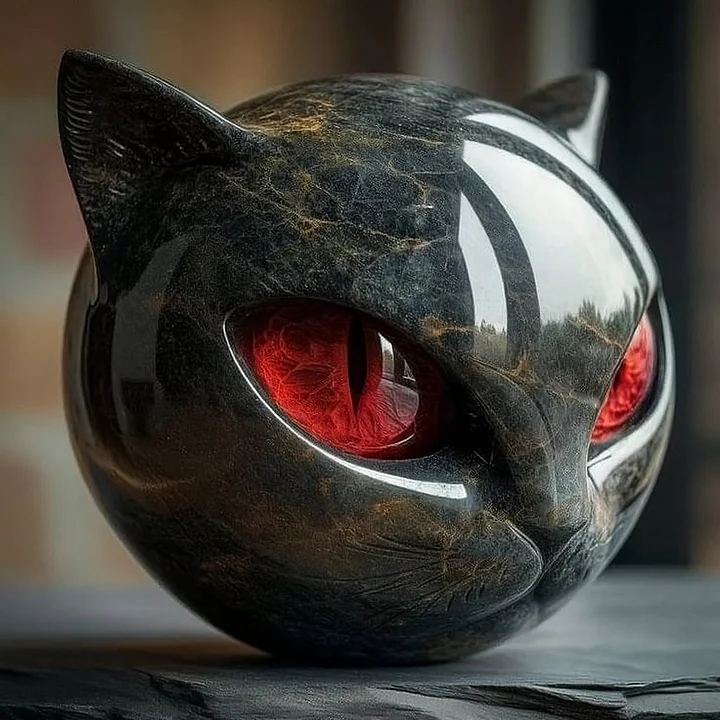 Lunaris – Sculpture de Tête de Chat Noir Mystique – Décoration Élégante et Unique – Image 6