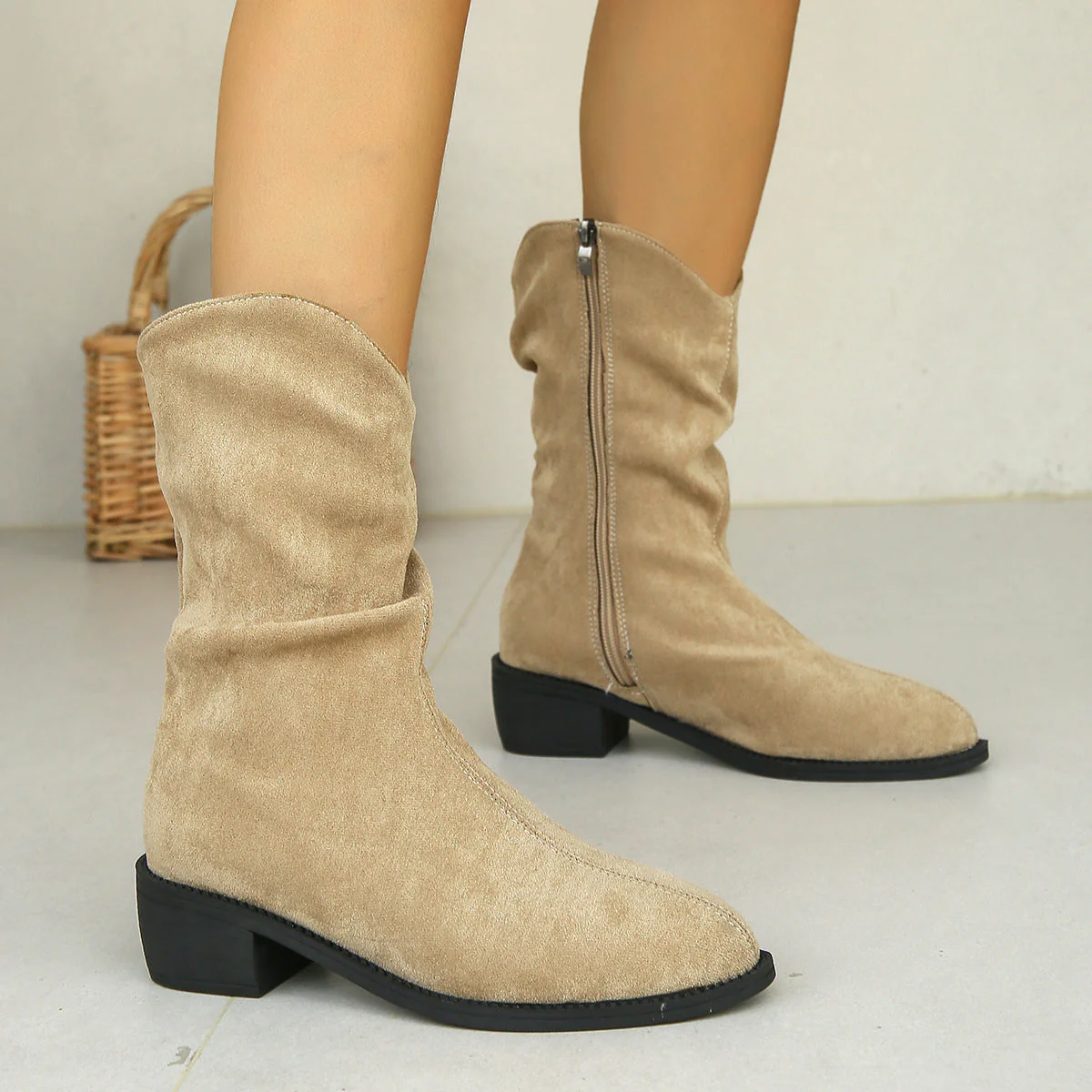 Bottes de cow-boy rétro françaises, givré, mi-mollet. – Image 7