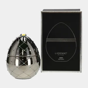 LADENAC Oeuf parfumé "Bois de Russie" en céramique argentée