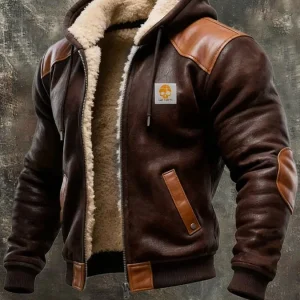 DUCHÊNE BORDEAUX™ | BLOUSON HIVERNAL À DÉTAILS CUIR RAFFINÉS