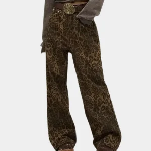 Xenobia - Jeans tendance pour femmes avec imprimé léopard stylisé