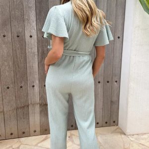 Combinaison pour femmes Elegant Bella, Smocked raffiné, vert menthe