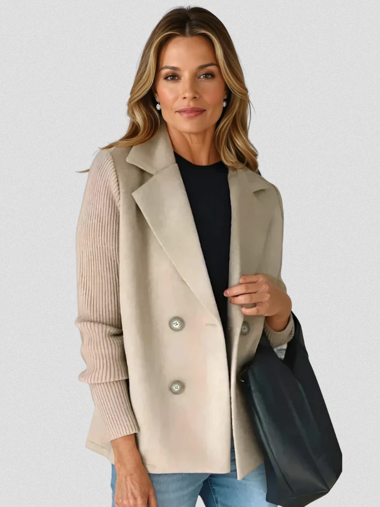 Séverine™ | Blazer Maille Élégante à Double Boutonnage