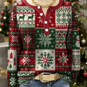 Sara | Pull de Noël avec rennes et flocons de neige