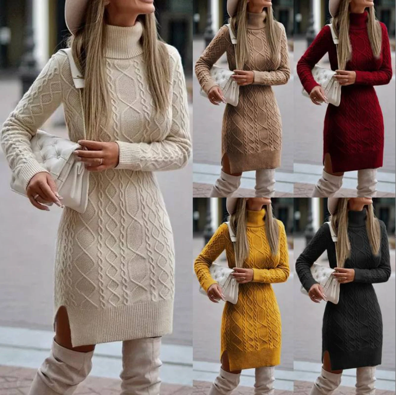 Robe d'hiver stylée en tricot | Romy – Image 2