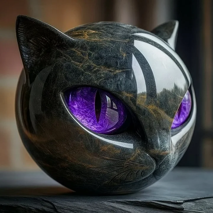 Lunaris – Sculpture de Tête de Chat Noir Mystique – Décoration Élégante et Unique – Image 8
