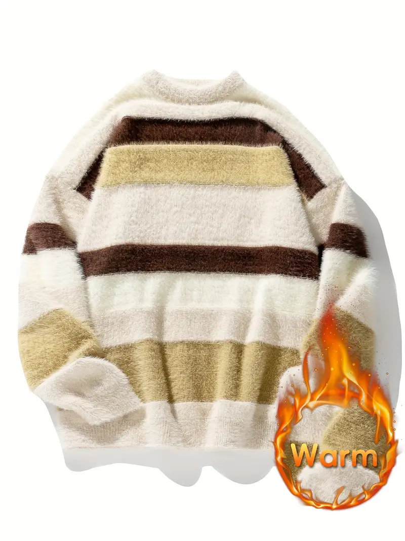 Camel - Élégant pull rayé pour femme pour un look tendance – Image 4