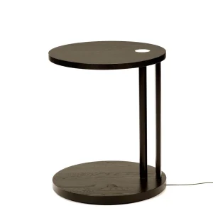 Ann Demeulemeester - Serax Table "AURA" en bois de chêne marron avec lumière LED intégrée (Ø 51 cm)