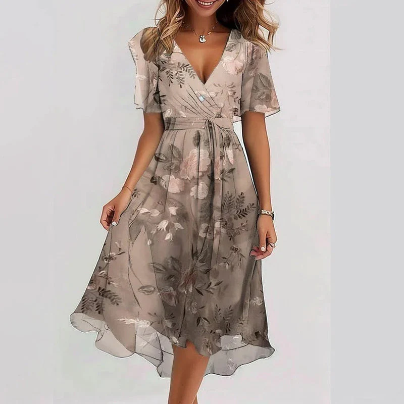 LD | Robe Portefeuille Asymétrique à Manches Bouffantes – Style Glamour – Image 5