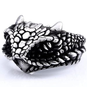 Bague Dragon Acier Inox Homme (Acier)
