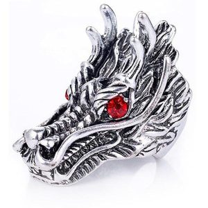 Bague Dragon Tête de Dragon (Acier)