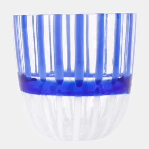 Carlo Moretti Verre à détail rayé bleu