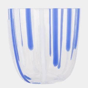 Carlo Moretti Verre en cristal bleu et blanc "Diversi" (Hauteur: 9 cm)