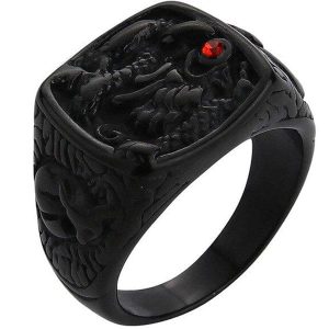Bague Dragon Chevalière Homme (Acier)