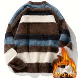 Camel - Élégant pull rayé pour femme pour un look tendance