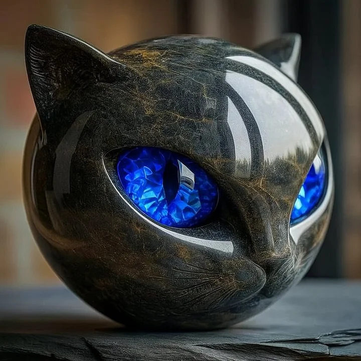 Lunaris – Sculpture de Tête de Chat Noir Mystique – Décoration Élégante et Unique – Image 7