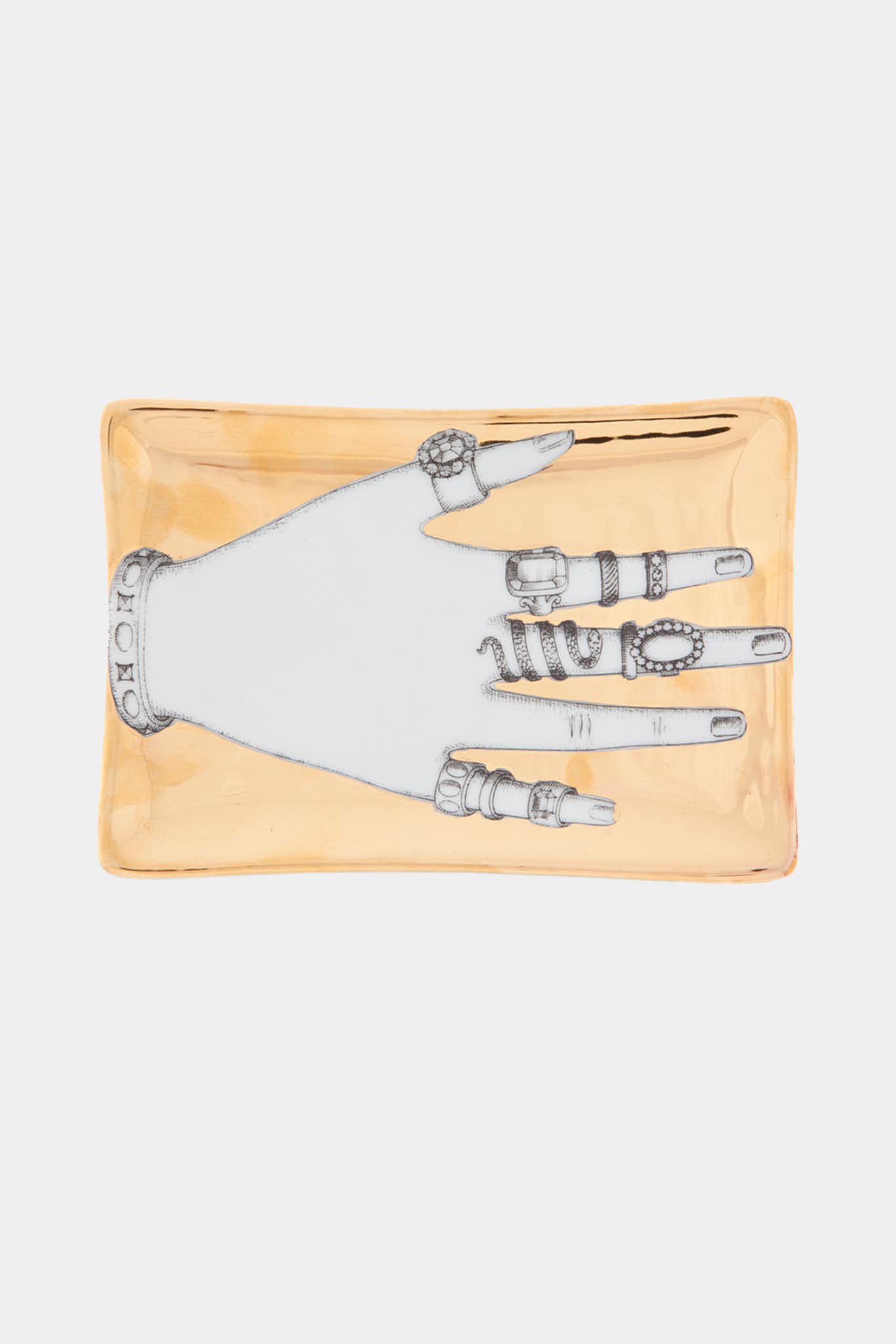 Fornasetti Cendrier rectangulaire Mano con Anelli - doré – Image 3