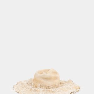 Horisaki Chapeau en feutre de lapin ivoire à détails d'empiècements