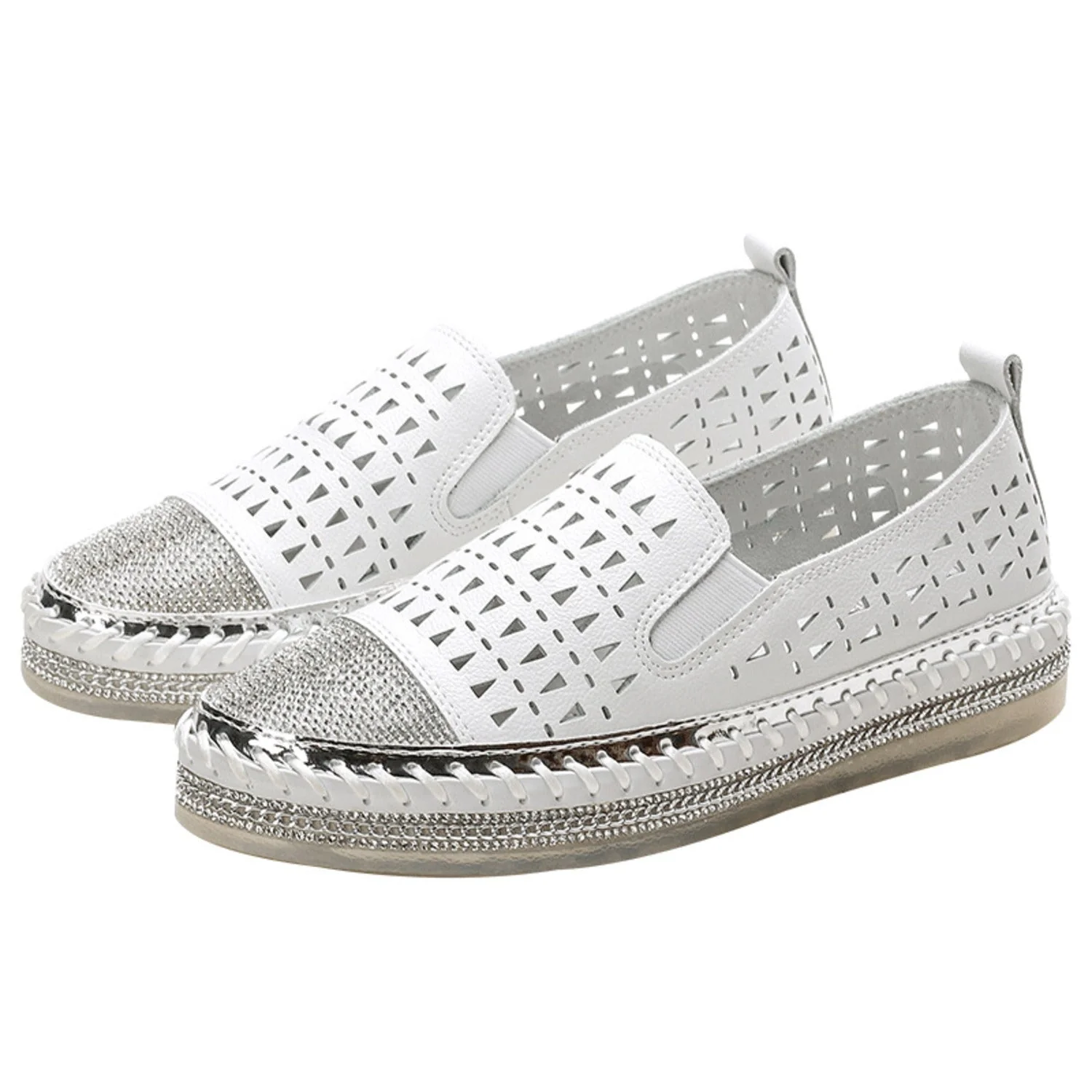 Any | Espadrilles glamour avec cristaux étincelants et semelle plate confortable – Image 8