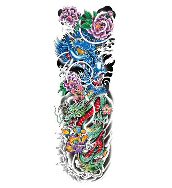 Tatouage Éphémère Dragon Floral